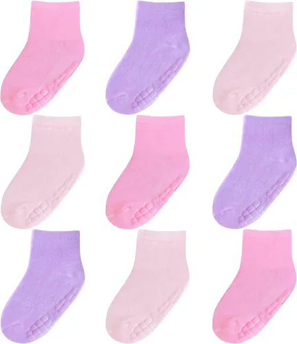 Miniatura 8 de Calcetines de media altura con agarres para bebés (9 pares) para niños pequeños de 0-7 años