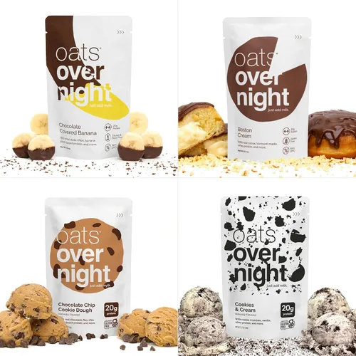 Miniatura 10 de Oats Overnight Paquete de variedad de chocolate - Batido de proteína para desayuno alto en proteínas, alta en fibra - Sin gluten, sin OGM avena
