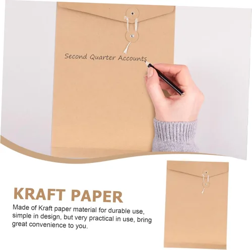 Miniatura 9 de Paquete de 10 carpetas de sobres de papel kraft para documentos A4, sobres de archivo para oficina, escuela, hogar, facturas