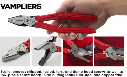 Miniatura 2 de VAMPLIERS Alicates de corte lateral de 9" para operarios con crimpador. Fabricados en Japón. Diseño de alto apalancamiento y resistencia