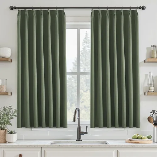 Miniatura 25 de UHITECH Cortinas opacas cortas de 35 pulgadas de largo, plisadas, opacas, para ventanas pequeñas, con aislamiento térmico, cortinas reductoras