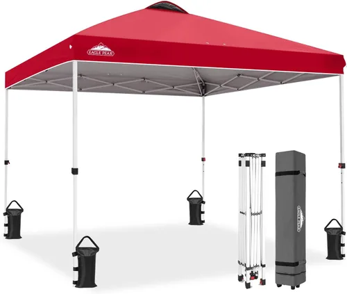 Miniatura 353 de EAGLE PEAK Tienda de campaña desplegable con bolsa de transporte con ruedas, 8 estacas, 4 cuerdas, 4 bolsas de peso, toldo de tienda de campaña