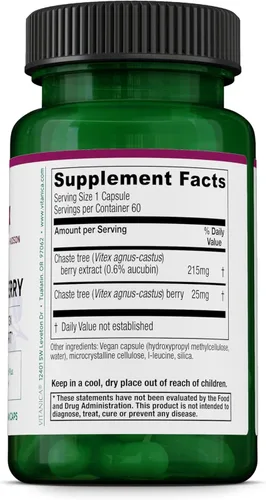 Miniatura 2 de Vitanica Vitex - Suplemento de apoyo para el equilibrio hormonal con extracto de bayas de árbol casto - Suplemento de apoyo a la ovulación