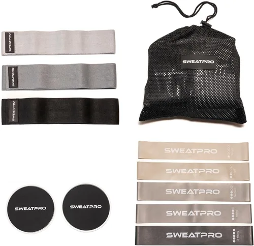 Kit de ejercicio y tonificación 3 en 1, bandas de tela antideslizante, bandas de resistencia y deslizadores de núcleo, gimnasio en casa para todo el