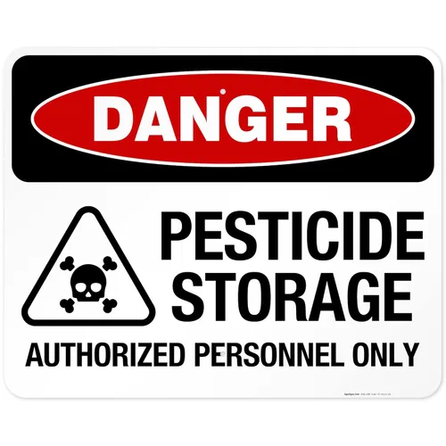 Miniatura 14 de Danger - Cartel autorizado de almacenamiento de pesticidas, 10 x 7 pulgadas, calcomanías de vinilo de 4 mil resistentes a la intemperie, fabricadas