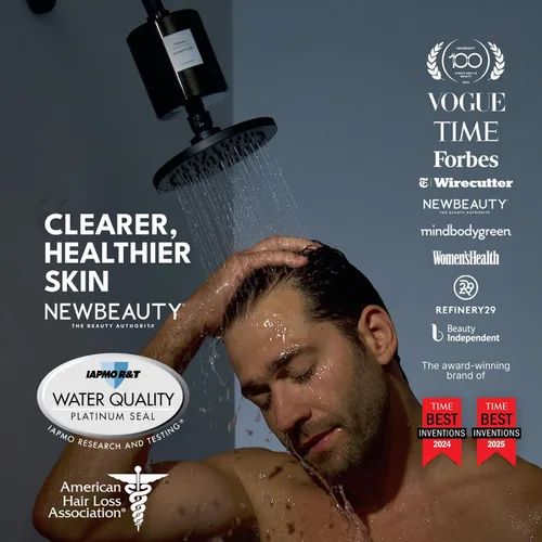 Miniatura 2 de Filterbaby Filtro de ducha totalmente metálico Pro – Certificado IAPMO según la norma NSF 177, desarrollado por médicos, reduce hasta un 99% de Negro