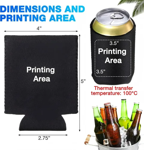 Miniatura 3 de CHENGU Paquete de 60 fundas para enfriar latas de neopreno en blanco, fundas aislantes de bebidas, plegables para fiestas, eventos o bodas
