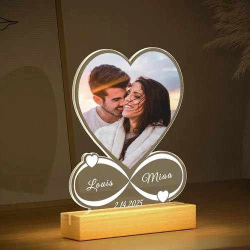Miniatura 2 de LOUISMIAA Marcos de fotos personalizados, marco de fotos con luz nocturna, marco de fotos personalizado, regalos personalizados para aniversario