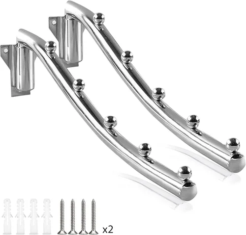Miniatura 8 de Percha de ropa de acero inoxidable para montaje en pared, perchero plegable con soporte para brazo oscilante, ganchos para colgar barra de ropa, 1