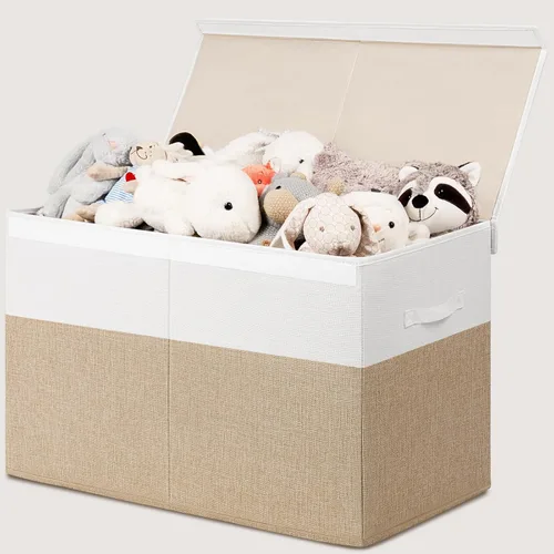 INDRESSME Caja de juguetes de 25 x 13 x 16 pulgadas, organizador de almacenamiento de juguetes con tapa, plegable, resistente, contenedor de
