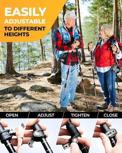Miniatura 4 de Foxelli Bastones de trekking – Bastones de trekking plegables ligeros para hombres y mujeres, equilibrio perfecto y apoyo para personas mayores Caqui