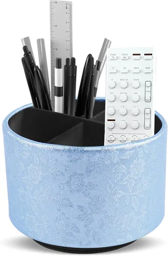 Miniatura 41 de lizimandu Organizador Redondo de Cuero para Suministros de Arte, Soporte para Control Remoto, Rotación de 360 Grados, Soporte Multifuncional