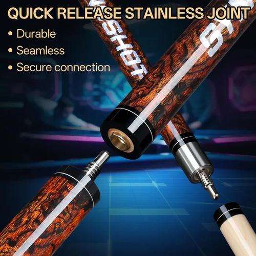 Miniatura 4 de 2 en 1 Heavy Break Jump Cue: 3 piezas Break Cue Pool Stick 58 pulgadas 0.551 in Pro Tips Fas-Grade Maple Wood Jump&Break Palos de taco de piscina