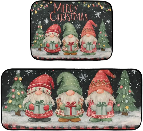 Miniatura 13 de Juego de 2 alfombras y tapetes de cocina retro con diseño de camión rojo con diseño de árbol de corazón, diseño de búfalo rojo, antifatiga