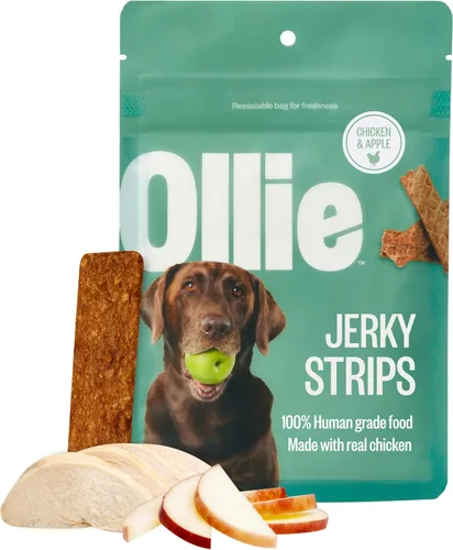 Ollie Golosinas de Cecina de Pollo y Manzana para Perros, 5 oz Paquete de 1, Totalmente Natural, Aperitivos Saludables, Hechos con Carne Real, Grado