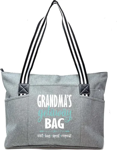 Brooke & Jess Designs Bolso de mano para la abuela – Bolso de lona resistente con cremallera y bolsillo interior para la abuela para uso diario