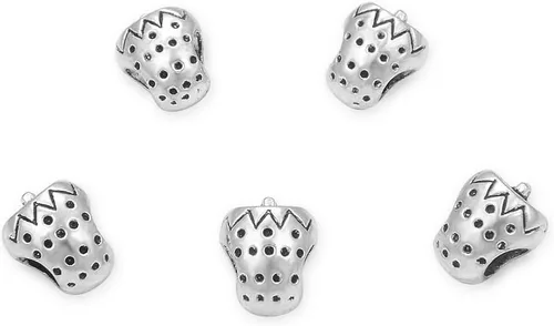 Miniatura 4 de 20 cuentas sueltas de fresa con agujero grande (agujero de 0.177 in) espaciador de metal plateado antiguo para manualidades de joyería MEC-F5