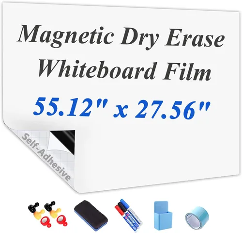 Miniatura 11 de Papel magnético de borrado en seco con adhesivo, película de pizarra blanca de 24 x 12 pulgadas para pared, fácil de escribir y limpiar, pizarra