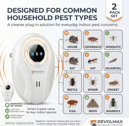 Miniatura 9 de T-27, Repelente ultrasónico de control de plagas, electrónico y ultrasonido, repelente enchufable para interiores, deshazte de roedores, ratones
