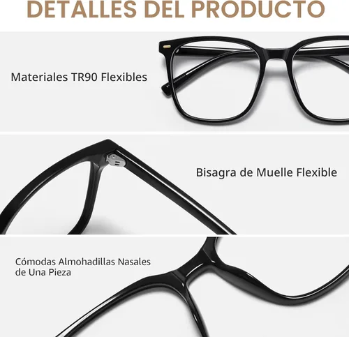 Miniatura 6 de Oversized Square Blue Light Blocking Glasses for Women Men, Anti-Fatigue Computer Monitor Glasses Reduce Eye Strain