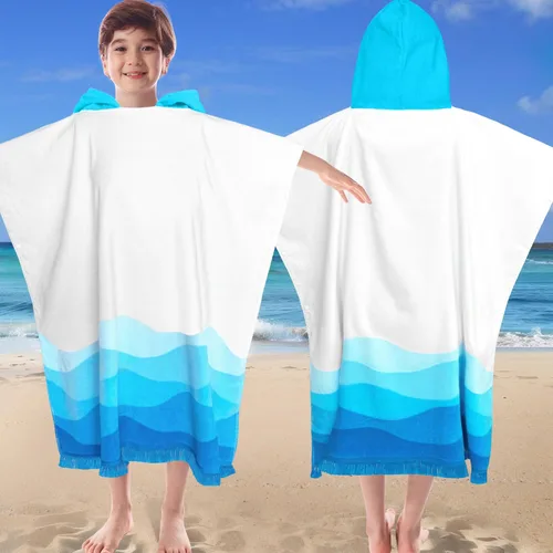 Miniatura 19 de Toallas tipo poncho con capucha para niños pequeños, de gran tamaño (2-4 años, 22 x 22 pulgadas), hechas de 100% algodón suave, toallas absorbentes