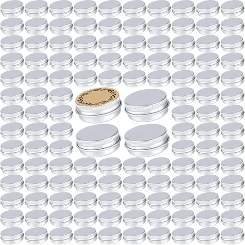 Miniatura 7 de 270 tarros de aluminio de 0.5 oz / 0.5 fl oz con tapa de rosca y etiquetas en blanco (azul lago) Bulk Value Pack, Extra Protection Against Dents