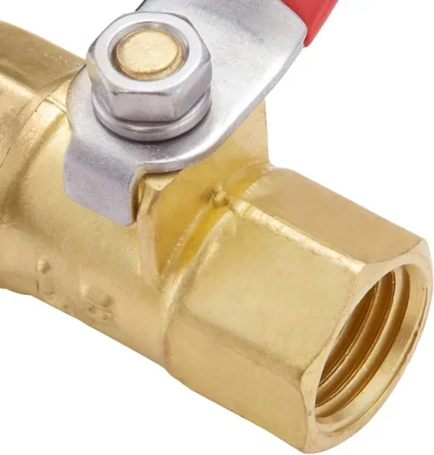 Miniatura 5 de 2 piezas de latón mini válvula de bola en línea interruptor de apagado, 1/4" NPT hembra x 1/4 pulgada NPT hembra accesorios de tubería, mango