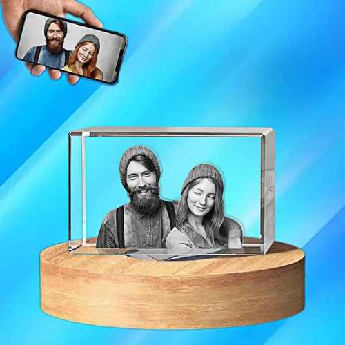 Miniatura 2 de Foto de cristal 3D, personalizada con tu foto para papá, mamá, él, ella, imagen personalizada grabada con láser 3D, cristal grabado, conmemorativo