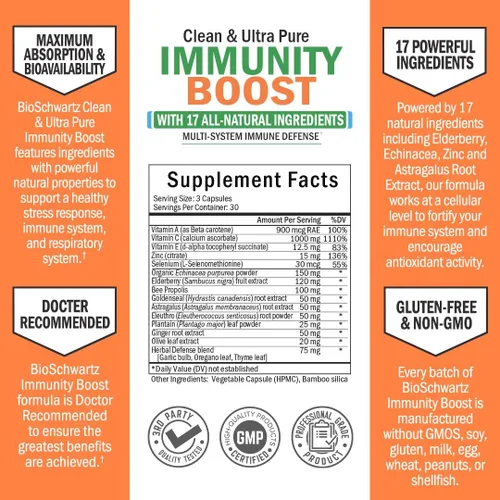 Miniatura 2 de BioSchwartz Suplemento diario de frutas y verduras para mujeres y hombres (suministro de 1 mes) más suplemento de apoyo inmunológico 17 en 1