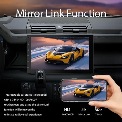 Miniatura 4 de Haudio Estéreo de auto de doble DIN de 7 pulgadas, radio táctil para automóvil con Apple Carplay inalámbrico y Android Auto, Mirror Link, Bluetooth