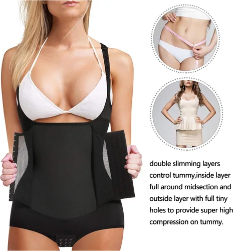 Miniatura 2 de Gotoly Body de entrenamiento de cintura para mujer corsé con control de abdomen moldeador de cuerpo completo camiseta sin mangas con correas