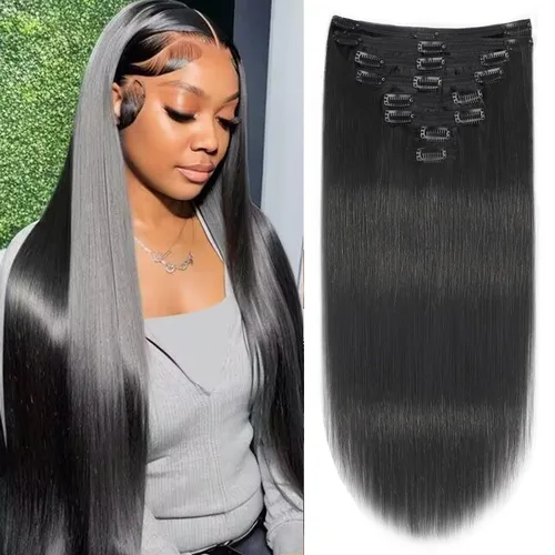 Miniatura 11 de Extensiones de cabello con clip de 12 pulgadas, rizado birmano, negro natural, extensiones de cabello con clip rizado birmano, cabello humano real