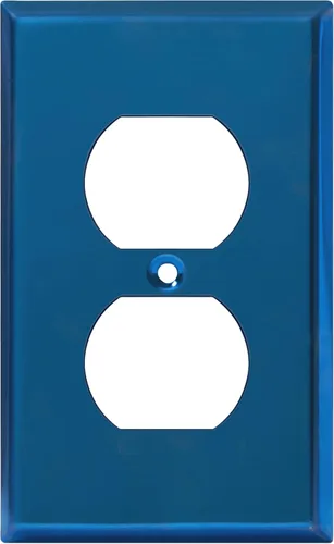 Miniatura 35 de ENERLITES Placa de pared de metal dúplex para receptáculos, cubierta de salida de acero inoxidable, resistente a la corrosión, tamaño de 1 banda
