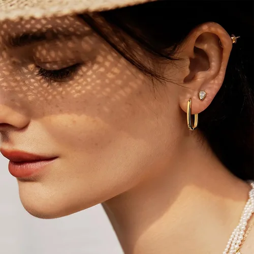 Miniatura 2 de Sterling Silver Rectangle Hoop Earrings for Women Silver Geometric Rectangle Hypoallergenic Earrings Square Hoops Earring