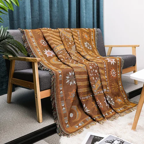Miniatura 6 de TOFUNTOY Manta bohemia para sofá, cama, manta decorativa con borlas, 50 x 60 pulgadas, funda tejida bohemia para el hogar, sala de estar