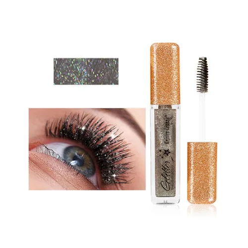 Máscara de pestañas con purpurina, Corleone Máscara brillante y con destellos para pestañas, encantadora y duradera para maquillaje de ojos (Negro)