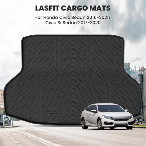 Miniatura 4 de LASFIT Tapete de maletero para Honda Civic Sedan 2016-2021, apto para todo tipo de clima, revestimiento de maletero, bandeja de carga, bandeja