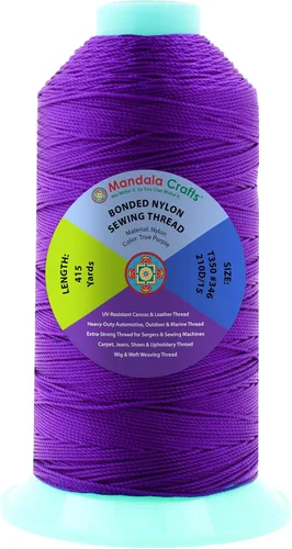 Miniatura 331 de Mandala Crafts - Hilo de nailon para coser cuero, tapicería, mezclilla y para trenzar el pelo; resistente, 1500 yardas, tamaño 69 T70 Marrón