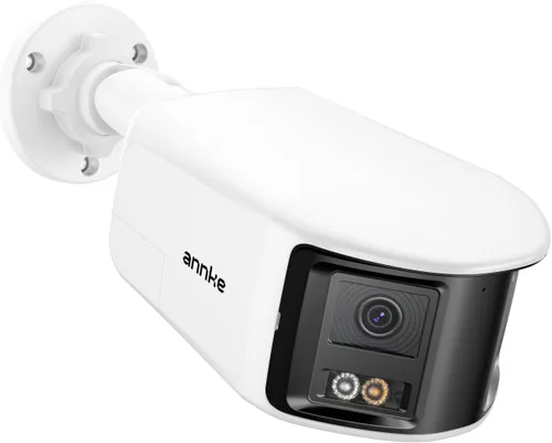 Cámara de seguridad exterior de doble lente ANNKE FCD600 con FoV de 180°, cámara IP PoE panorámica de 6MP, detección inteligente de
