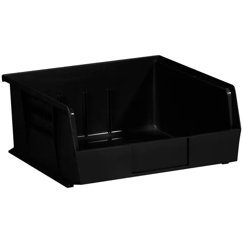 Aviditi Contenedores de almacenamiento apilables/colgantes de plástico, 10-7/8 x 11 x 5 pulgadas, color negro, paquete de 6, para organizar hogares,