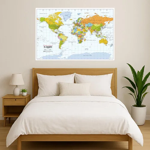 Miniatura 2 de Mapa político del mundo, mapa político del mundo, idioma español - 40.75 x 27 pulgadas - Papel - Tubo plano