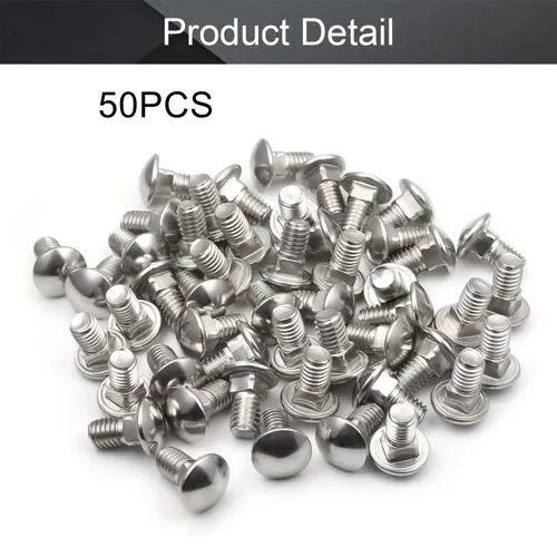 Miniatura 4 de MroMax 50 pernos de carro M6x12mm cabeza media redonda cuello cuadrado pernos sujetadores de acero inoxidable 304 cuello carro perno tono plateado