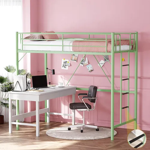 Miniatura 18 de VINGLI Cama Loft de 71 Pulgadas de Alto Tamaño Twin con Escalera de Peldaños Planos para Niños Adolescentes Adultos Cama Litera Individual de Metal
