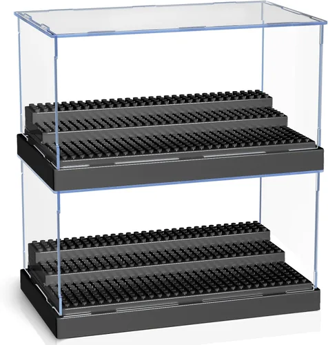 Miniatura 8 de KKU Vitrina para bloques de figuras de acción de minifiguras, caja de exhibición de minifiguras acrílicas, caja de almacenamiento con 3 pasos