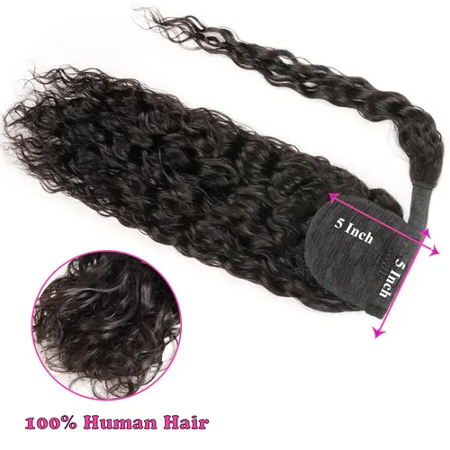 Miniatura 3 de Extensiones de cabello con ondas de agua para cola de caballo, trenzado humano, pegamento mágico Pony, extensiones de cabello humano brasileño