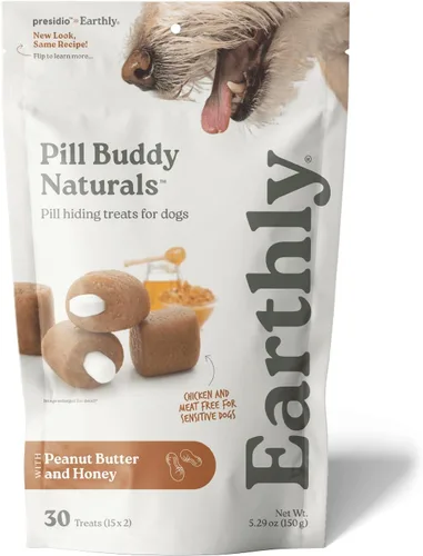 Presidio Earthly Pill Buddy Naturals – PB & Honey Receta píldora oculta golosinas para perros – Haz un bolsillo o bolsa perfecta para ocultar
