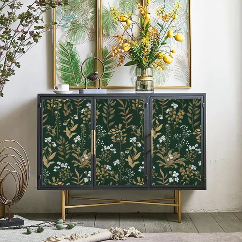 Miniatura 4 de Abyssaly Papel tapiz vintage para despegar y pegar, papel de contacto floral para decoración de revestimiento de estantes de dormitorio