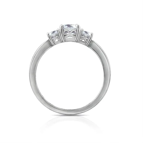 Miniatura 2 de Tienda Essentials Anillo redondo de 3 piedras de plata de ley chapada en platino o oro hecho con circonita cúbica de elementos infinitos