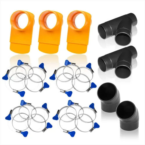Miniatura 9 de POWERTEC Kit de accesorios de recolección de polvo de 2-1/2 pulgadas con conectores transparentes, puertas de explosión y abrazaderas de manguera
