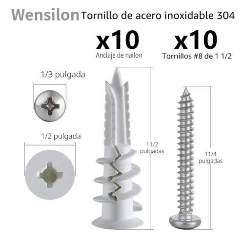 Miniatura 2 de Kit surtido de anclajes para paneles de yeso autoperforantes – 182 piezas para hormigón, paneles de yeso, anclajes de chapa y roca – Anclajes de Kit
